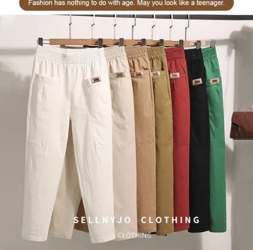 🎁Časově omezená 50% sleva⏳🎉Dámské bavlněné kalhoty s elastickým pasem