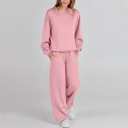 ✨ Podzimní dvoudílná ležérní sada pro ženy – pletený svetr a kalhoty se širokými nohavicemi