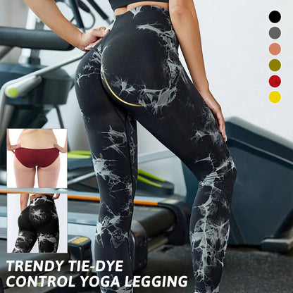 😍 Dámské trendy legíny na jógu s efektem tie-dye a tvarováním břicha