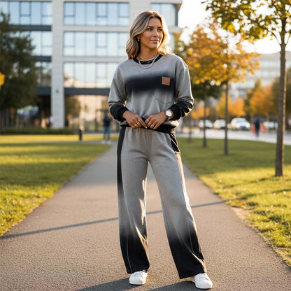 🔥 Horké nabídky - Dámský ležérní set s topem a kalhotami v barevném přechodu